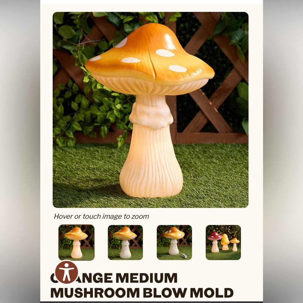 Orange Mushroom Lamp with White Dots